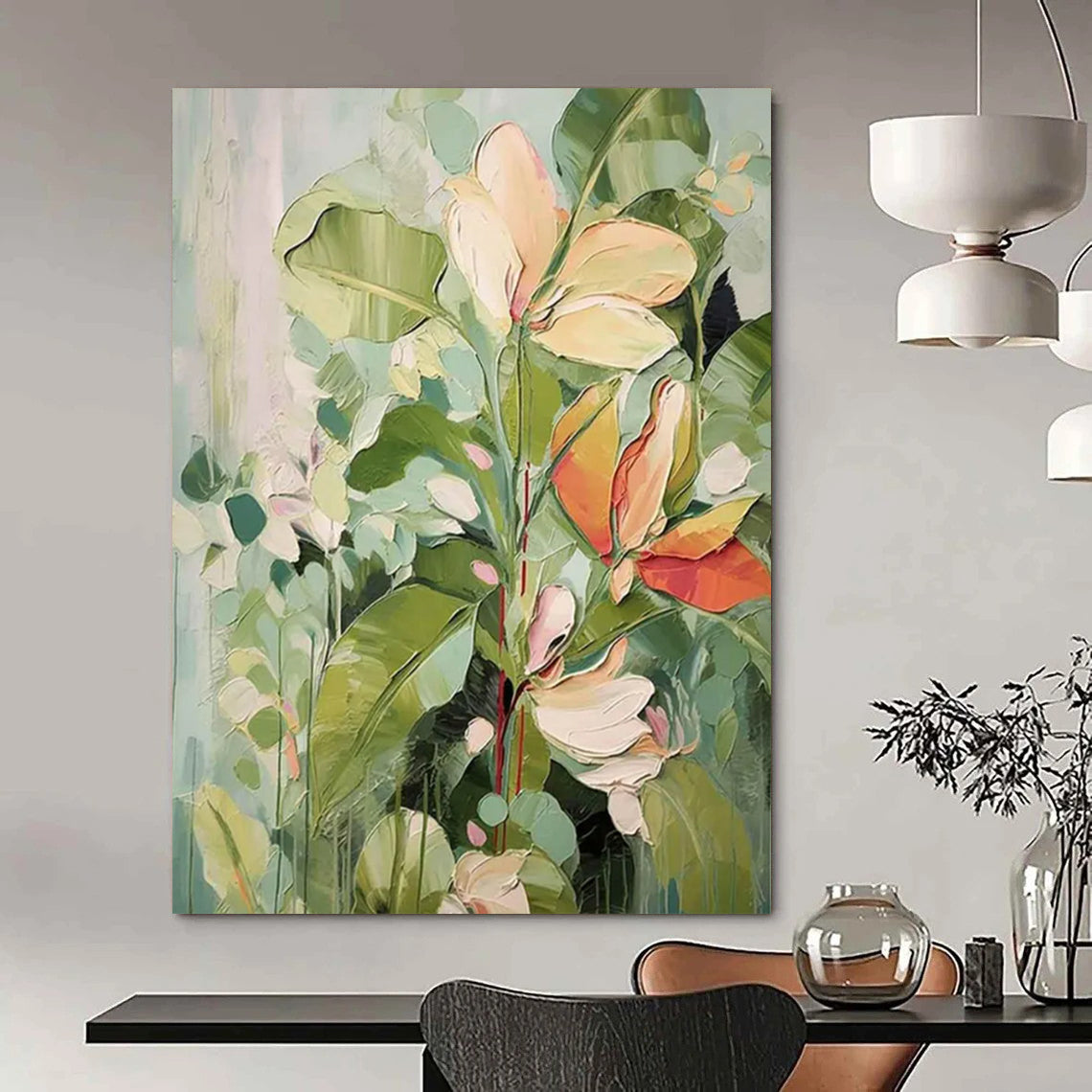Soft - Toned Floral Bunch Textured Painting On Canvas DS083