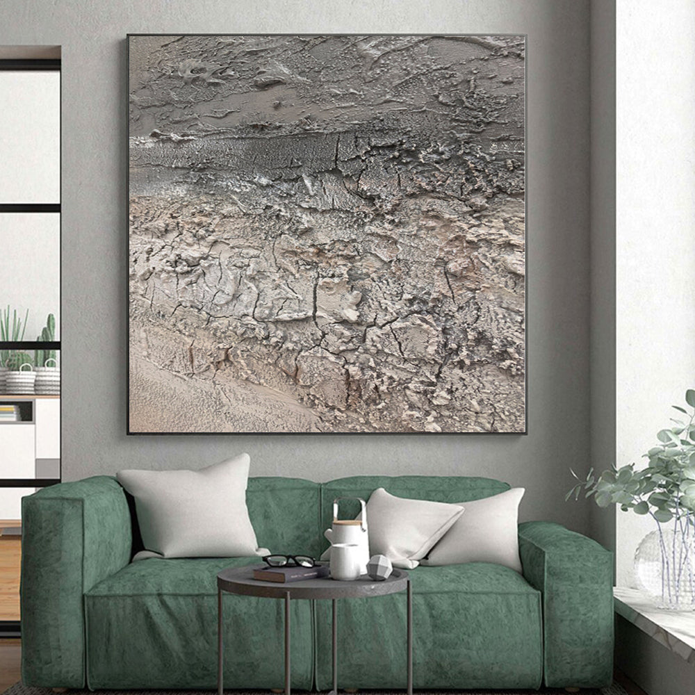 “Gray Textured Abstract” - Industrial Abstract Painting On Canvas PS0102