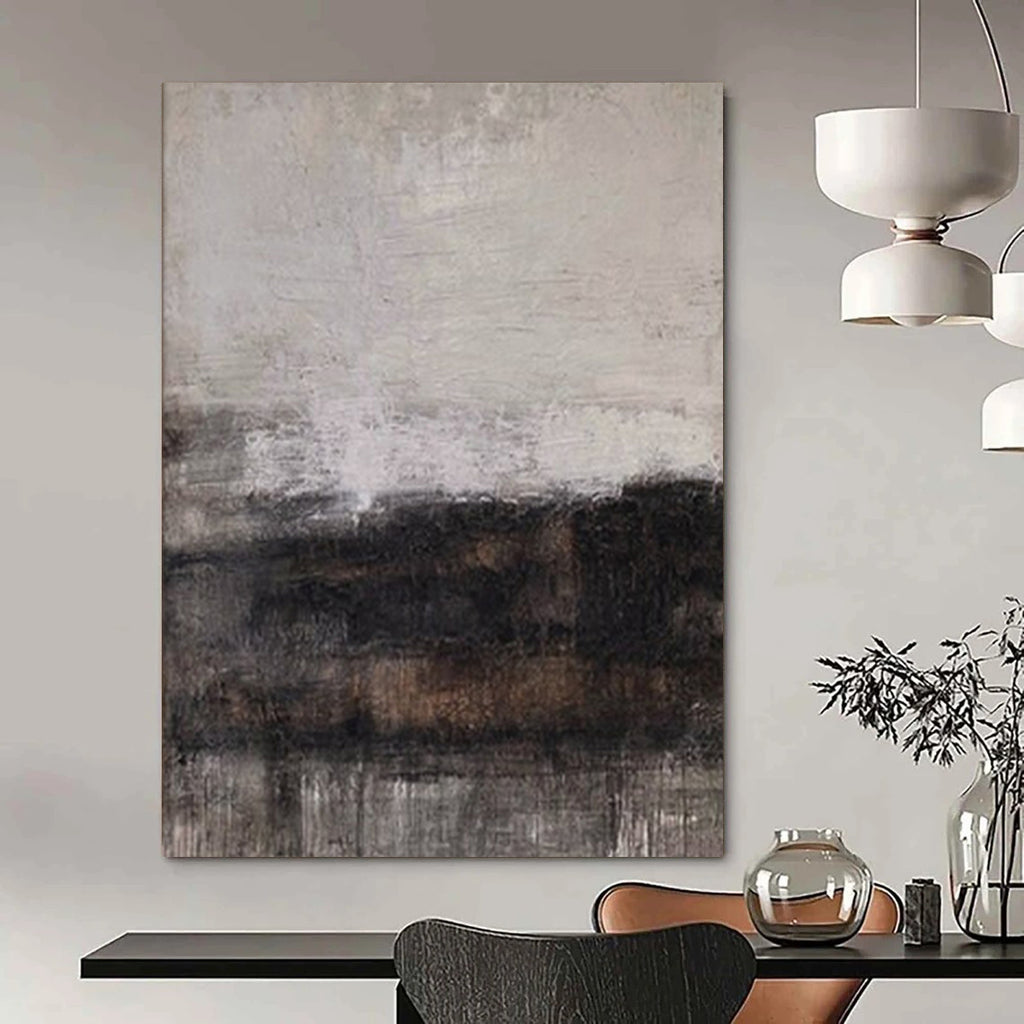 Gray, Black, and Brown Textured, "Earth and Shadow" – Textured Abstract Painting On Canvas PS0983