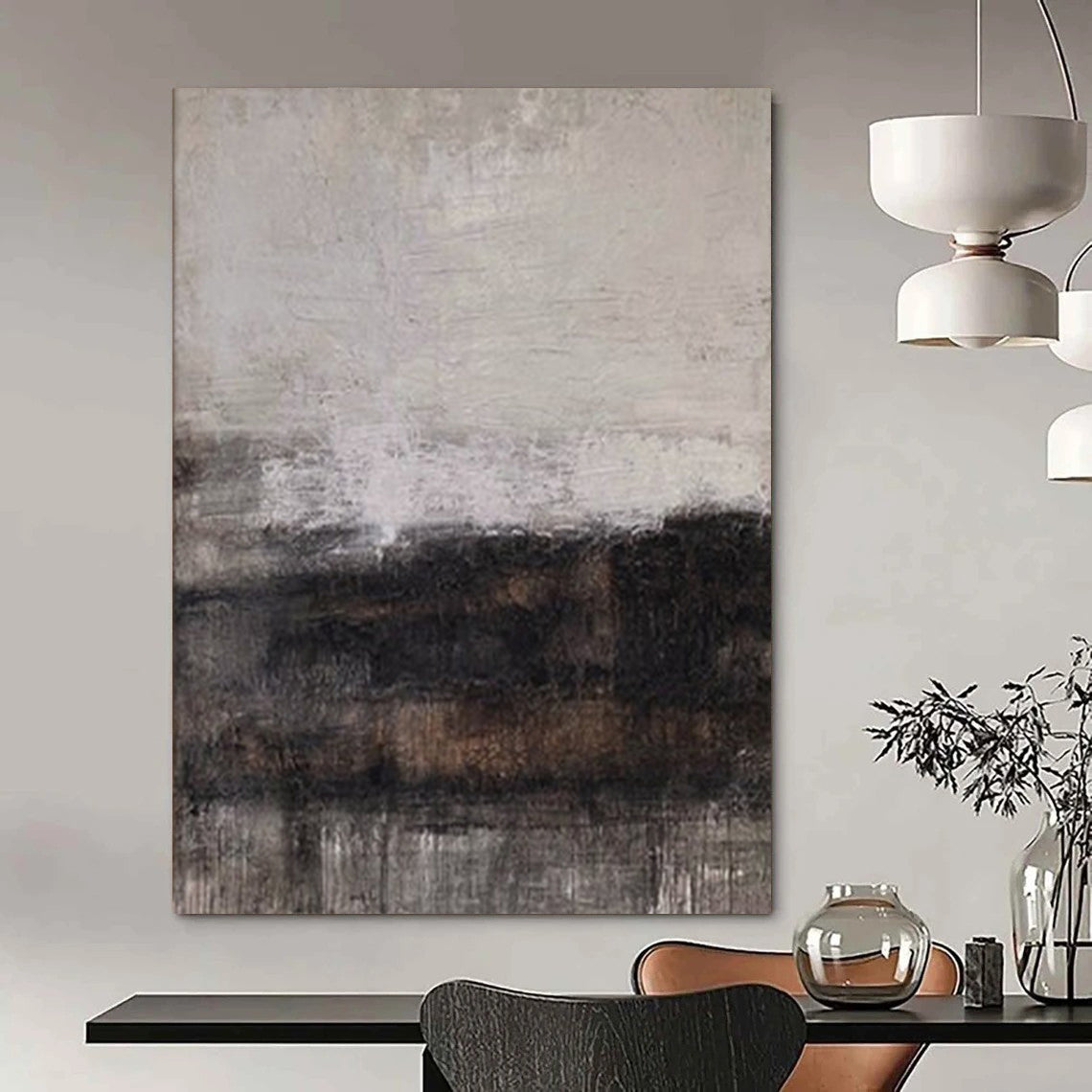 Gray, Black, and Brown Textured, "Earth and Shadow" – Textured Abstract Painting On Canvas PS0983