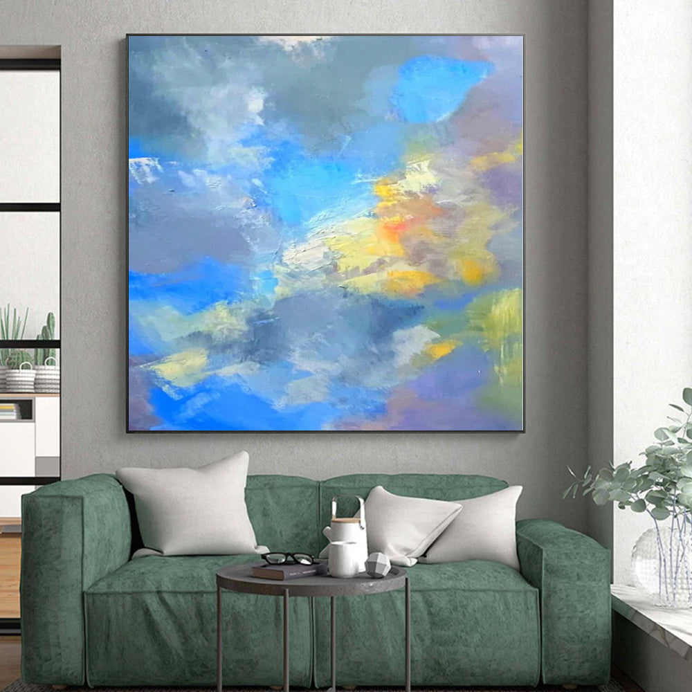 “Blue - Gray Abstract Clouds” - Serene Abstract Painting On Canvas PS0223