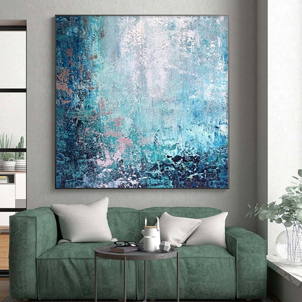 “Shades of Blue Abstract” - Textured Abstract Painting On Canvas PS0074