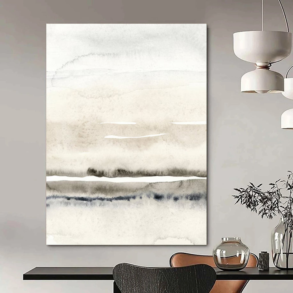 “Soft Gray - Beige Watercolor Wash” - Watercolor Painting On Canvas PT2054
