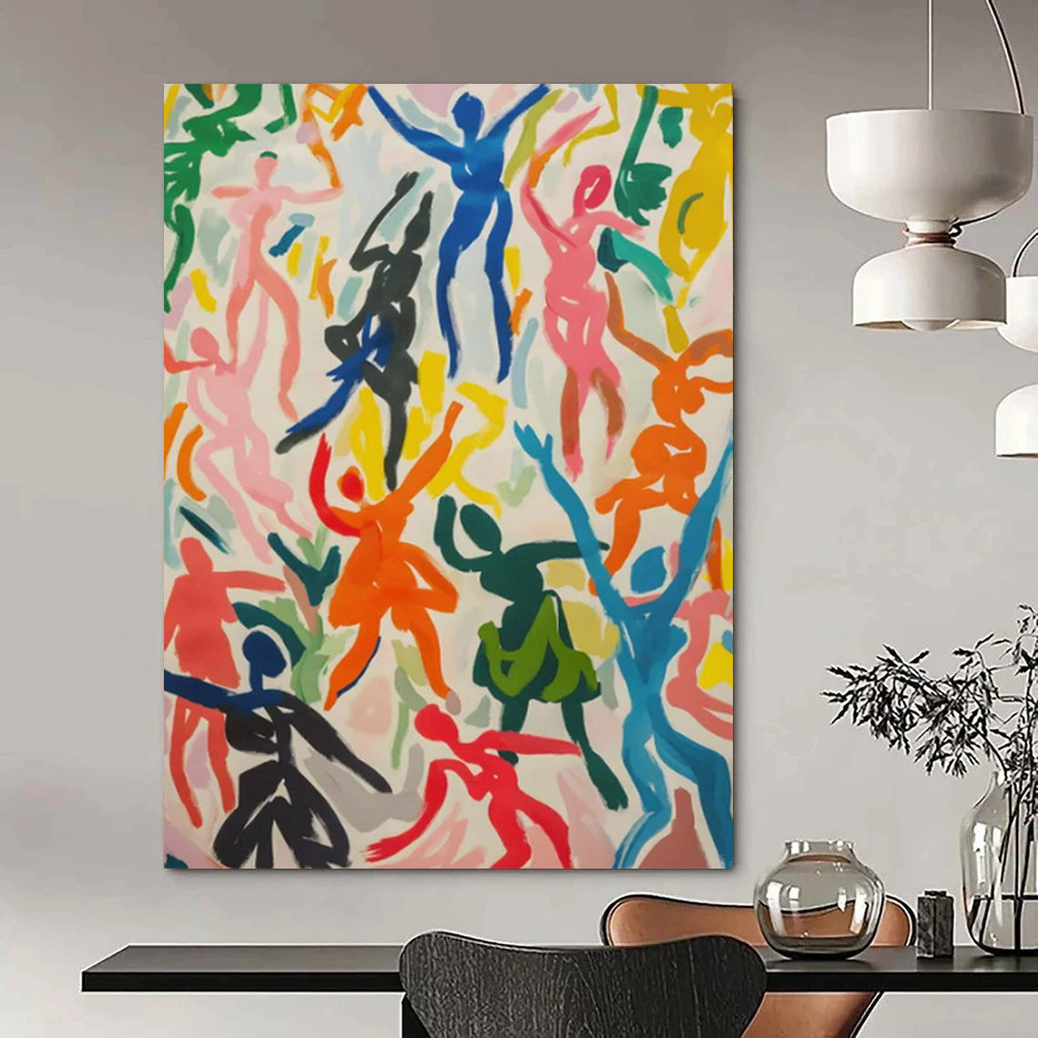 “Colorful Dancing Figures” - Fauvist Figurative Painting On Canvas PT2257