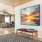 “Vibrant Sunset Seascape” - Realistic Seascape Painting, Great for Beach House & Home Office DKS622