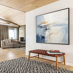 “Blue and Beige Abstract Horizon” - Minimalist Landscape Painting On Canvas PT090