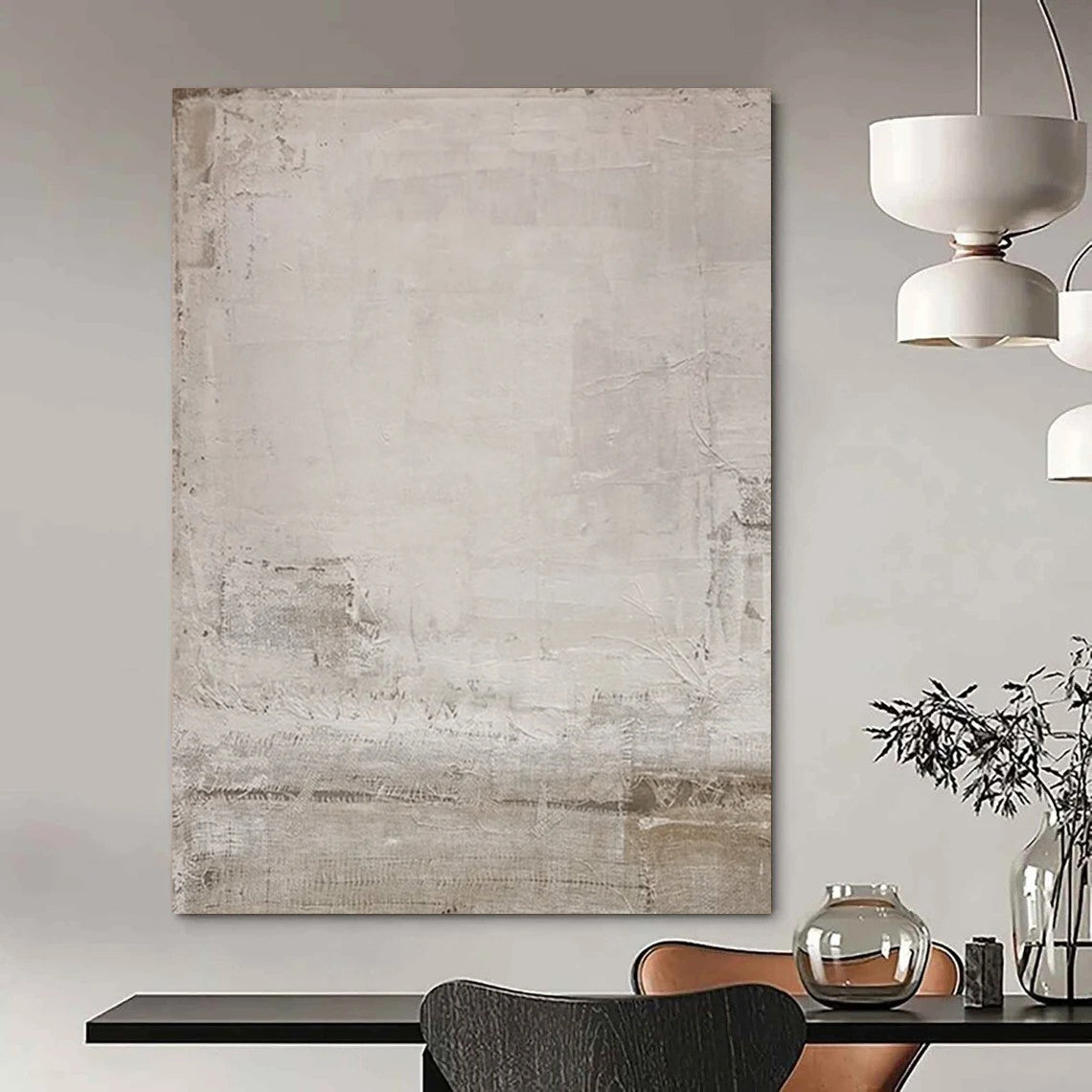 Soft Gray Textured Minimalism Minimalist Abstract Painting On Canvas DS055