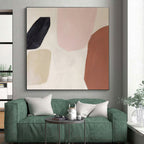 “Blush & Earth Tones” - Black, Pink, Beige, Brown Abstract Minimalist Painting On Canvas PS0656
