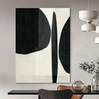 Black, White with Bold Shapes "Graphic Simplicity" Abstract Painting On Canvas PS1447