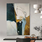 “Blue - Gray - Orange Abstract” - Abstract Landscape Painting On Canvas PT2338