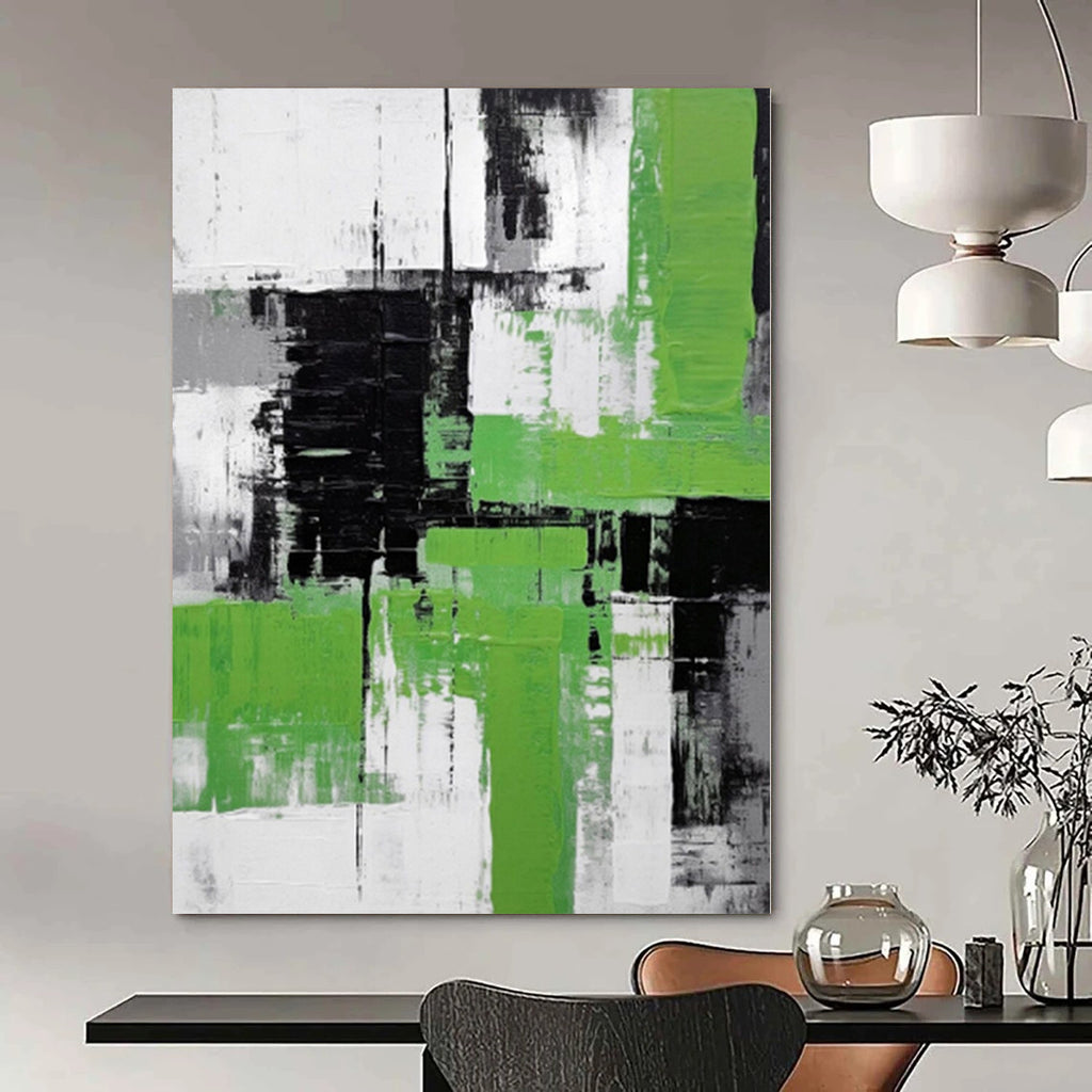 “Green and Gray Abstract” - Bold Abstract Painting On Canvas PS0181