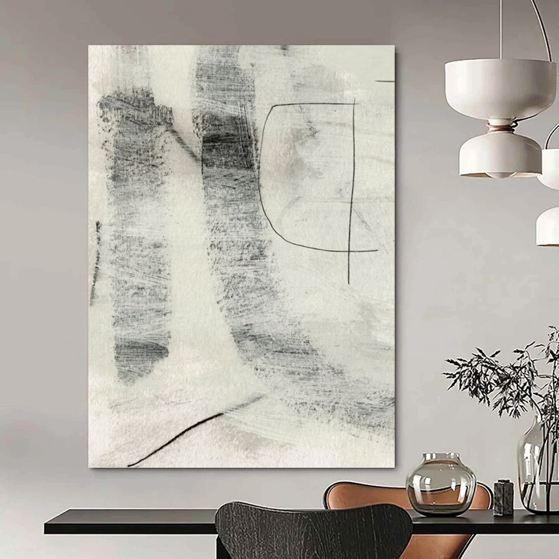 “Monochrome Textured Marks” - Gray & Black with Subtle Textures Painting On Canvas DS213