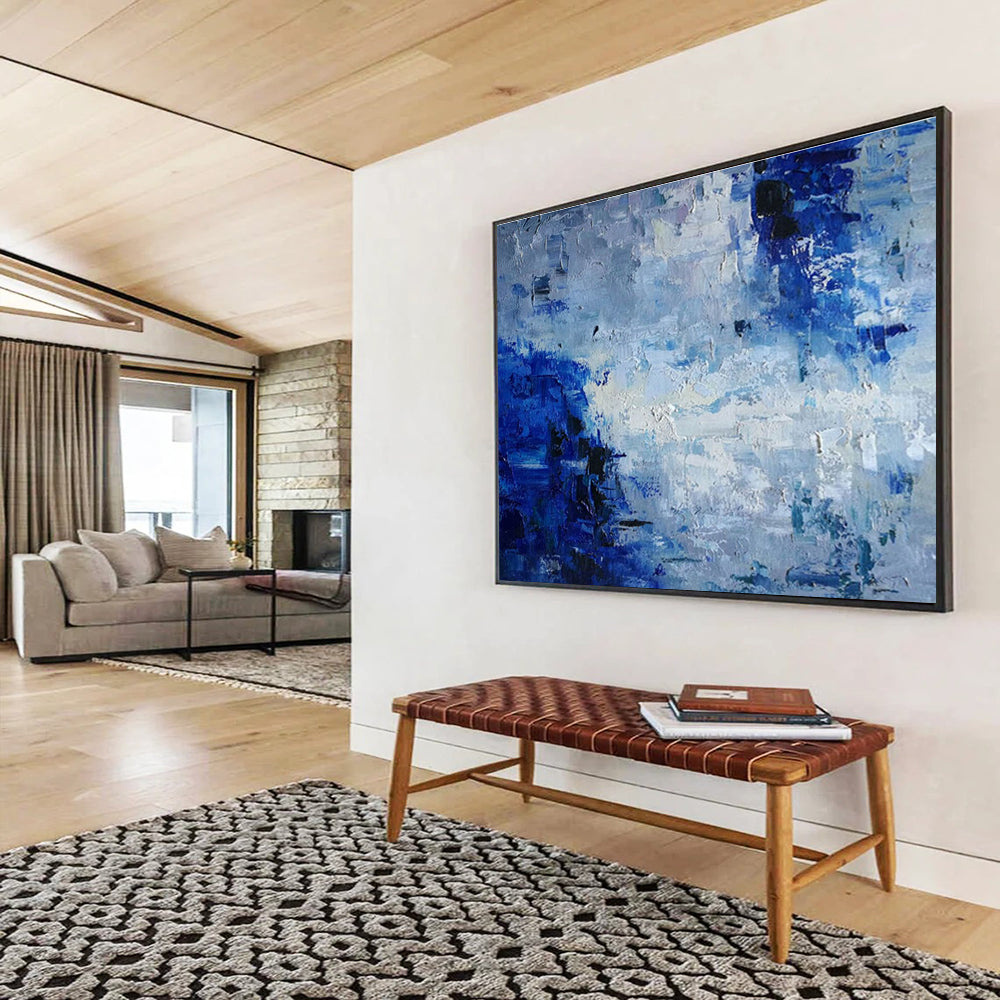 “Blue and Gray Abstract” - Impressionistic Oil Painting On Canvas DKS851