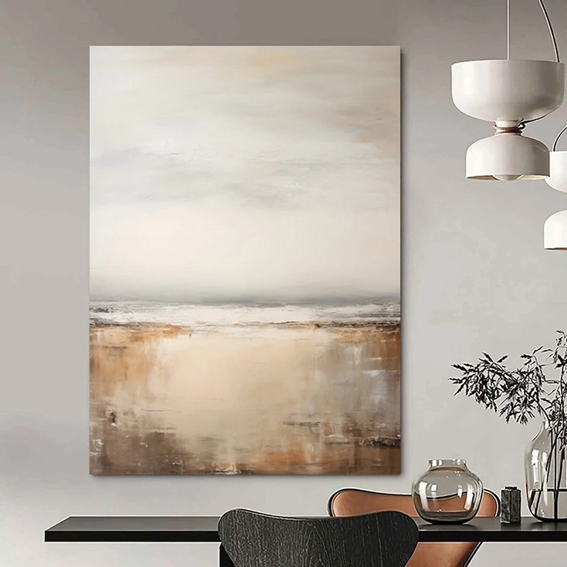 “Seascape in Haze” - Subtle Coastal Tones & Misty Layers Painting On Canvas DS132
