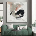 “Gray - Black - Pink Textured Abstraction” - Gray, Black, Pink, White Abstract Painting On Canvas PS0508