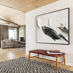 “Black - White Textured Strokes” - Minimalist Oil Painting on Canvas DKS908