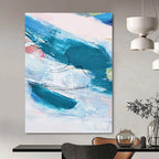 “Blue - Swirl Abstract” - Dynamic Blue Strokes & Black Lines Painting On Canvas DS151