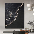 “Black and White Waves: Minimalist Ocean Art” - Bold Coastal Abstract On Canvas PT0959