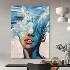 “Blue and Pink Ocean - Face Fusion” - Surreal Figurative Painting On Canvas DS347