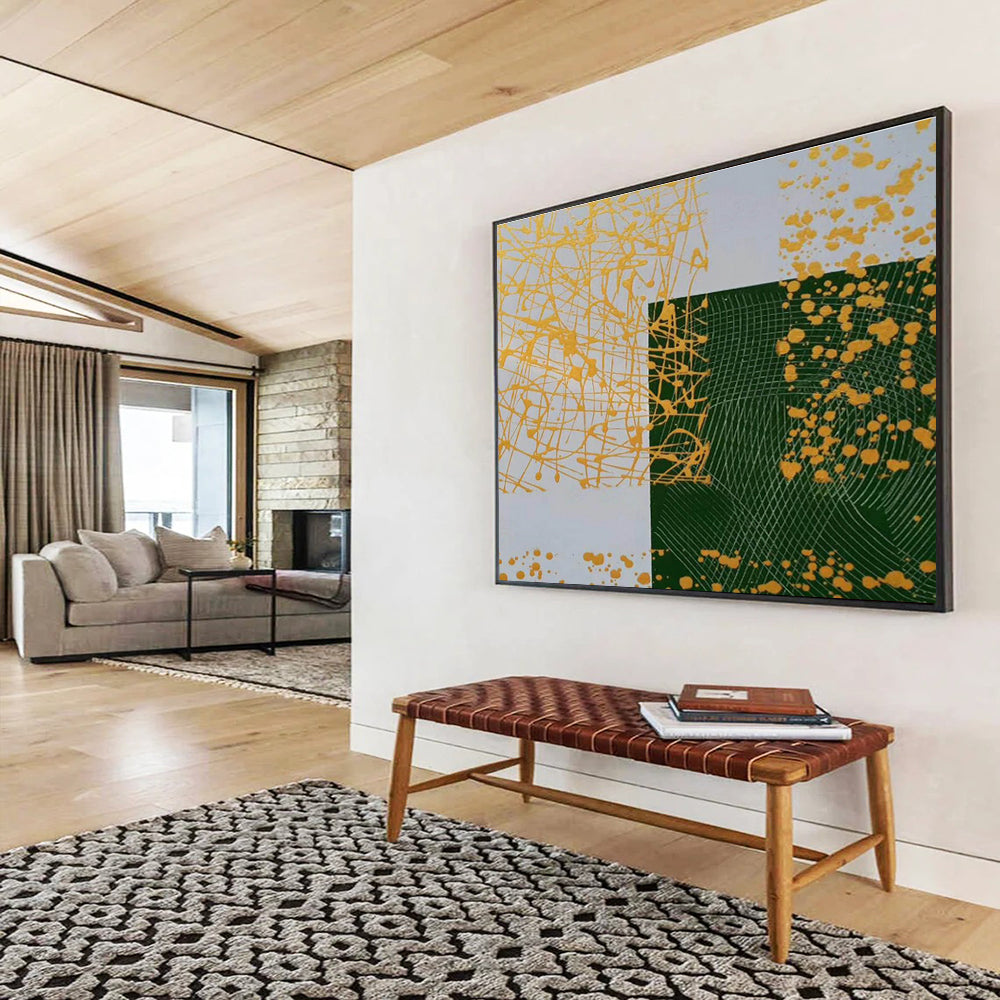 “Yellow - Green Geometric Intrigue” Painting On Canvas DKS307