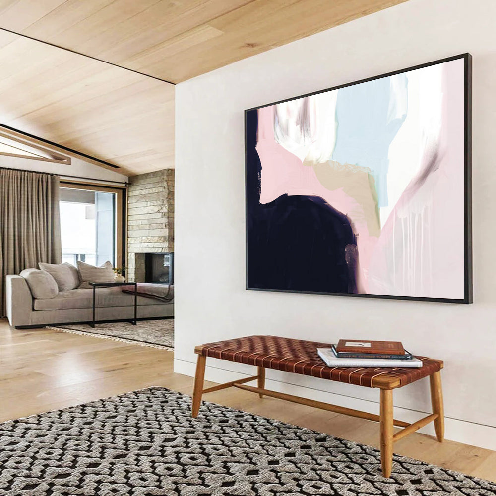 “Soft Pastel and Dark Contrast Abstract” - Subtle Abstract Painting On Canvas PT132