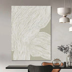 “Grey - White Wavy Lines” - Linear Abstract Painting On Canvas PT1119