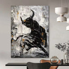 “Black - White - Gold Bull Abstract” - Expressionist Animal Painting On Canvas PT1968