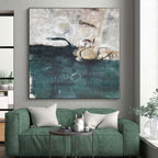 “Teal - Grey - White Abstract Mysterious Forms” - Abstract Expressionist Painting On Canvas PS0309