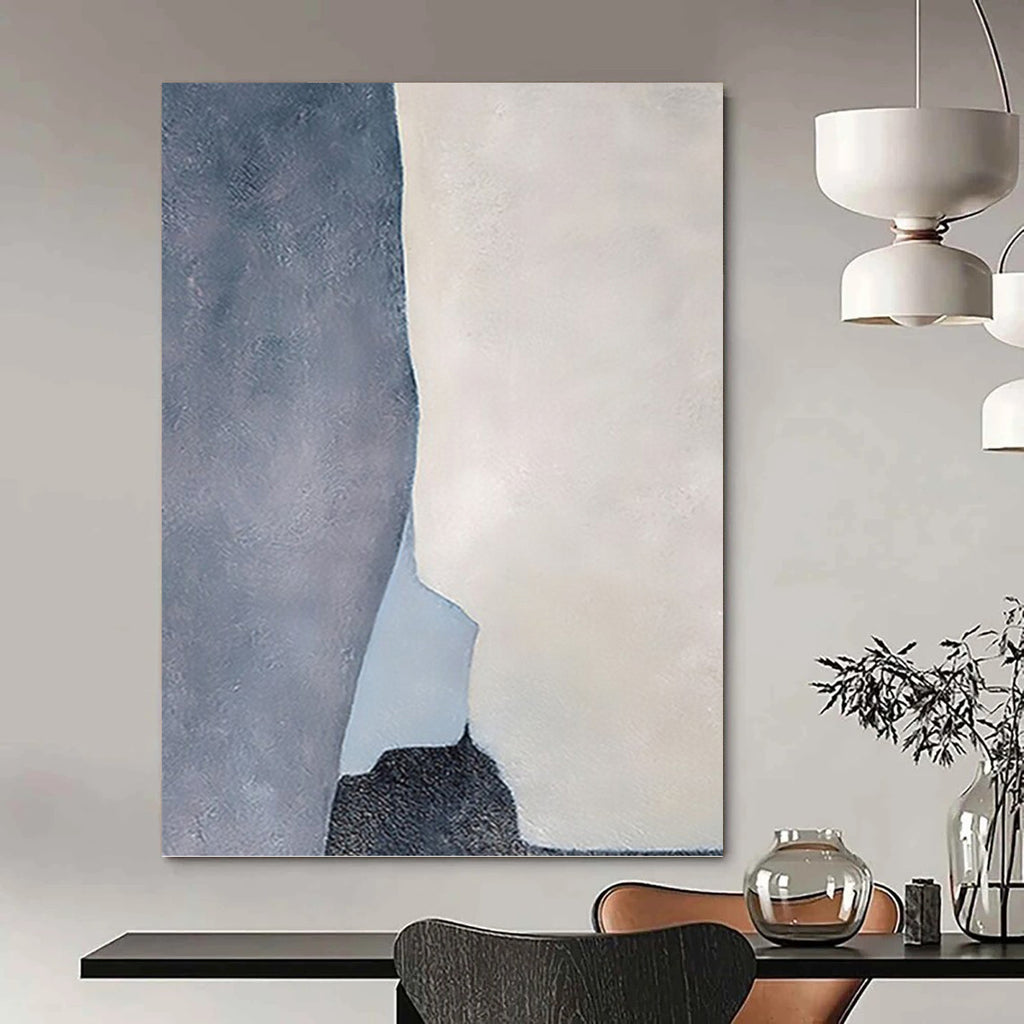 “Geometric Gray and White Shapes” - Abstract, Structural Painting On Canvas PT1539