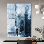 “Blue - Gray Abstract Cityscape” - Abstract Urban Painting On Canvas PT2343