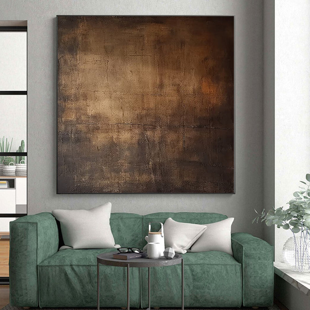 “Dark Brown Textured Abstract” - Rustic Abstract Painting On Canvas PS0097