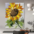 “Textured Sunflower Painting” - Impasto Oil Painting On Canvas PT2199