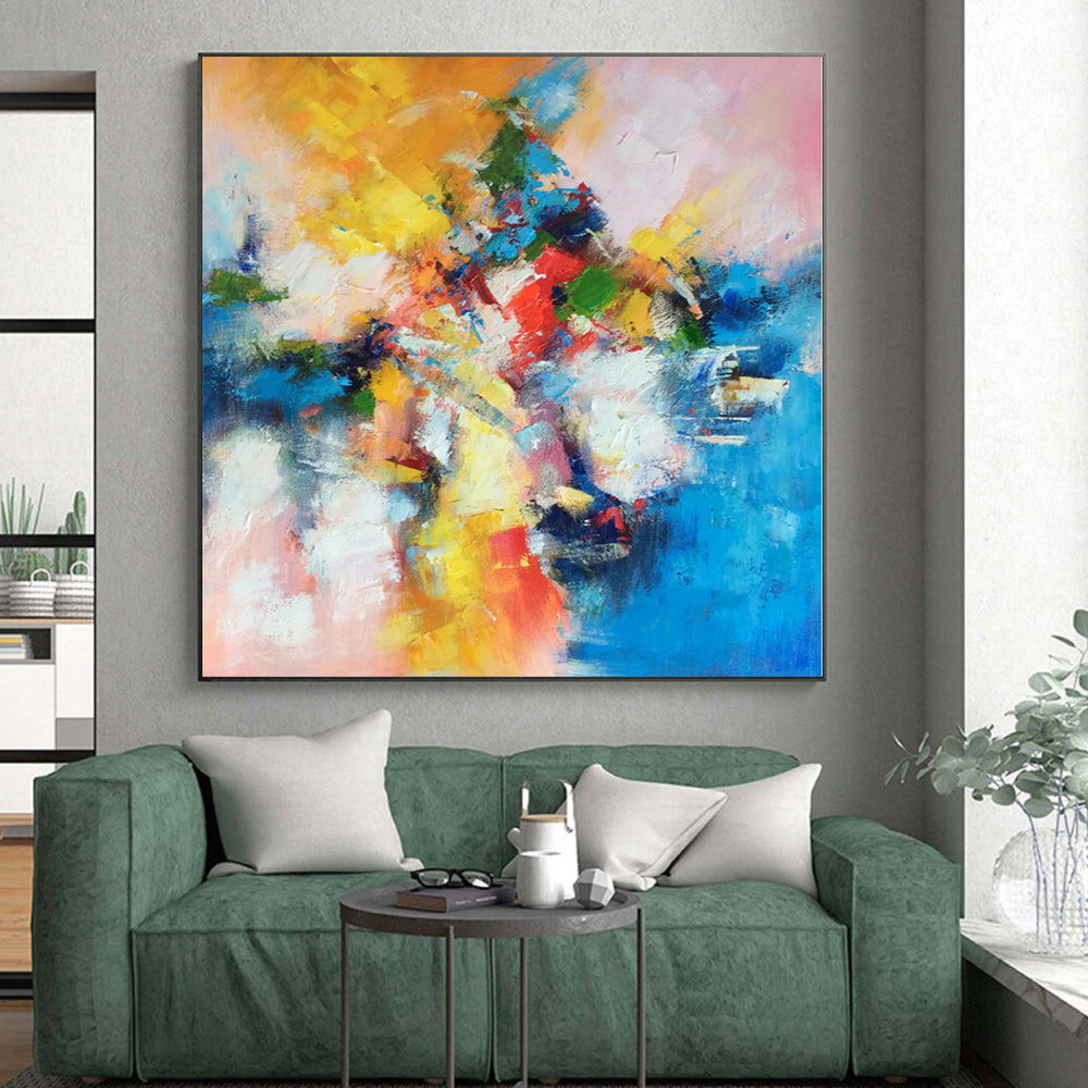 “Explosive Color Cascade of Joy” - Passionate Abstract Painting On Canvas PS0227