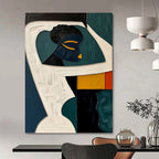 “Cubist Figure in Color” - Modern, Geometric Portrait Painting On Canvas PT1471