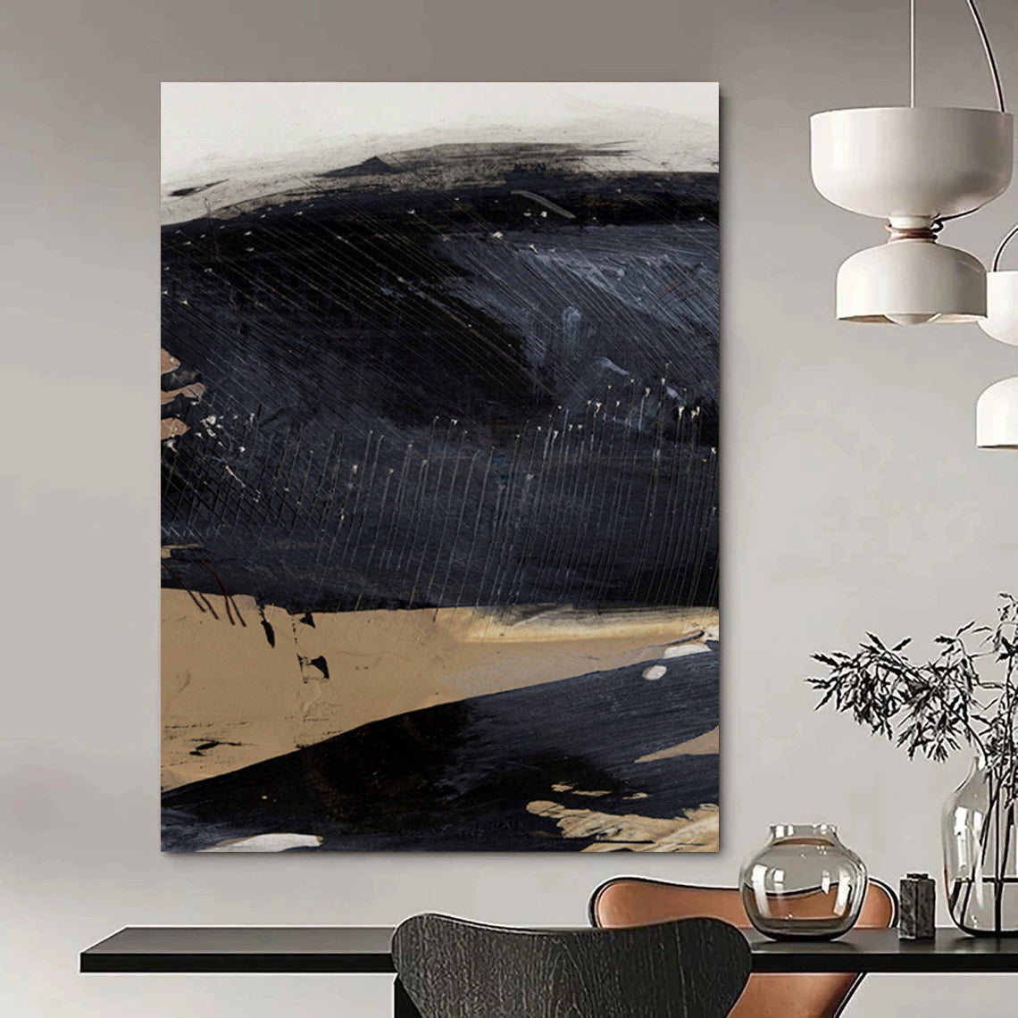 “Textured Gray Abstraction” - Light & Dark Gray Layers with Dripping Effects Painting On Canvas DS203