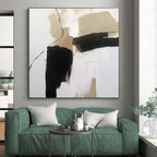 Black, White, Beige Bold Blocks “Urban Silence” - Painting On Canvas PS0798