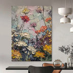 Pastel Floral Impasto, Post - Impressionistic, Painting On Canvas PT2142