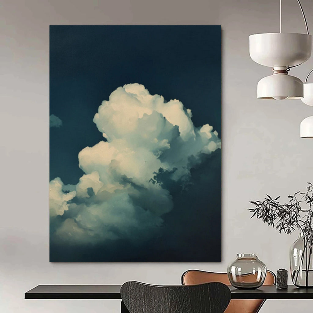 “Blue - White Dreamy Clouds” - Surreal Sky Painting On Canvas DS020