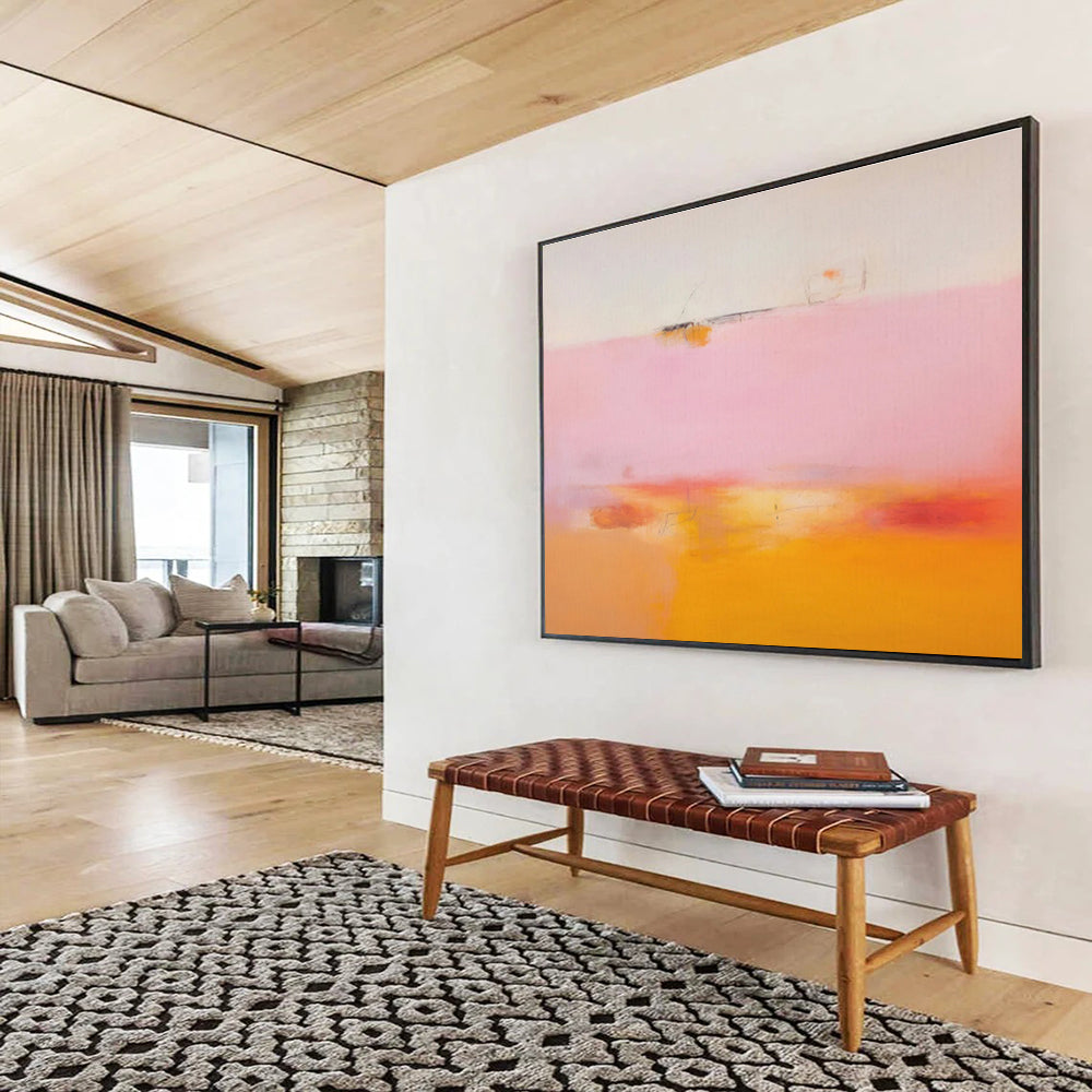 “Minimalist Pink Horizon” - Color - Field Painting On Canvas DKS476