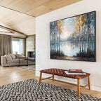 “Autumn Forest by the Lake” - Impressionistic Oil Painting on Canvas DKS904