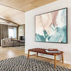 “Blush & Teal Abstract” - Soft Abstract Painting On Canvas PT182