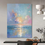 “Colorful Sunset Over the Sea” - Impressionistic Oil Painting On Canvas PT2202