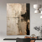 Neutral Tones Grid Abstract - Subtle Lines and Blocks Painting On Canvas PS1215