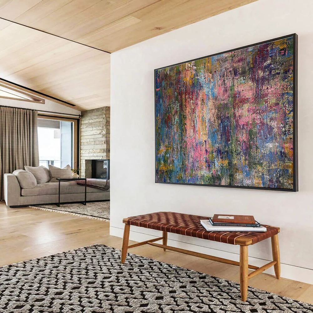 “Vibrant Color Mosaic” - Multicolor Abstract, Textured Wall Art Painting On Canvas DKS715