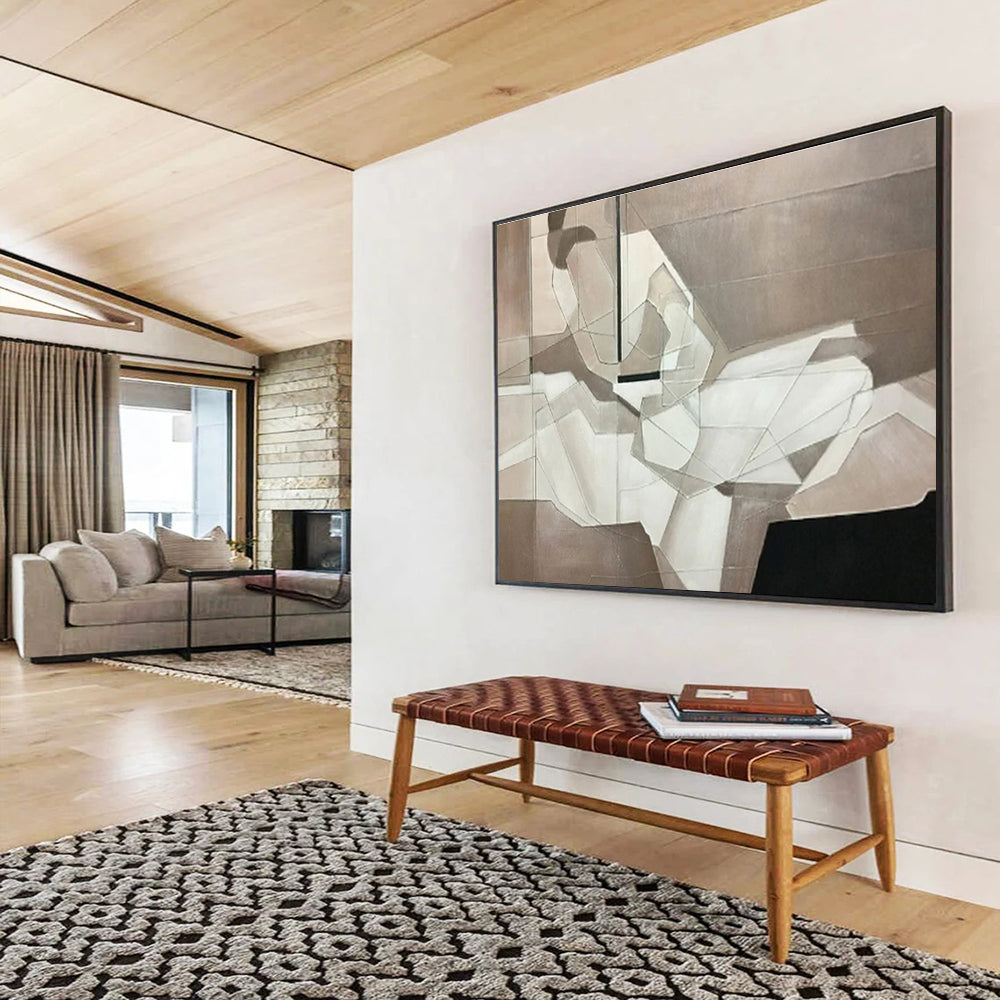 Geometric Neutral Abstraction - Precisionist Abstract Painting On Canvas DKS350