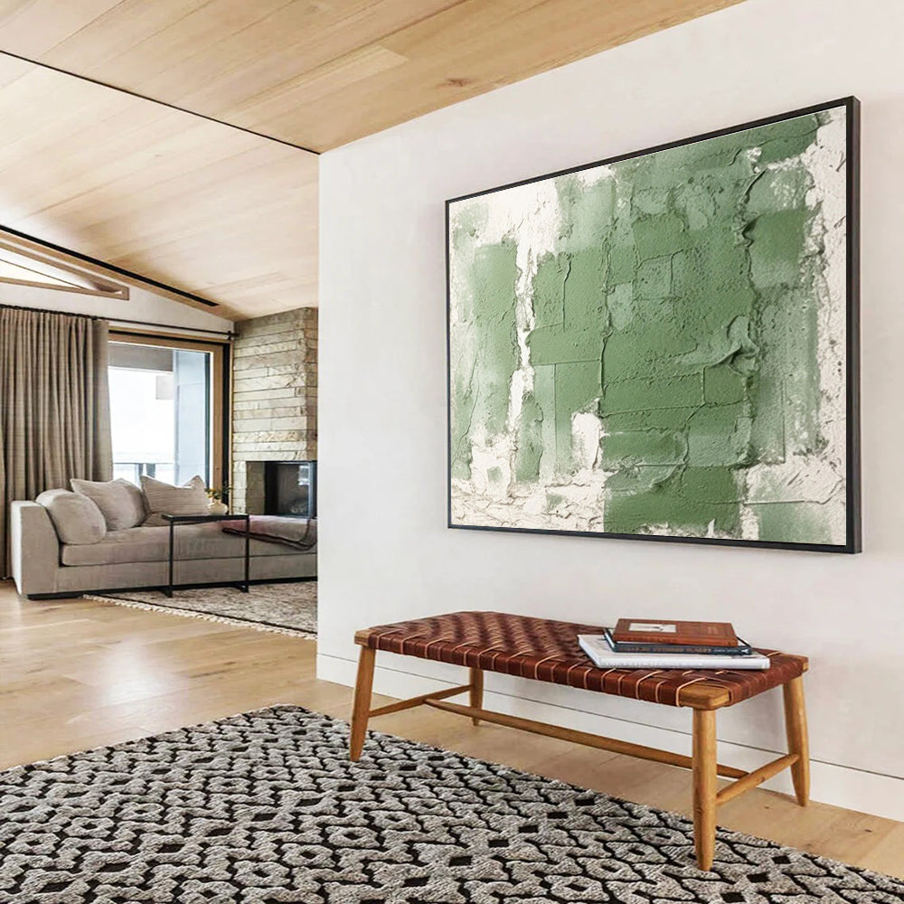 “Green - Grey Textured Wall” Abstract Painting On Canvas DKS274