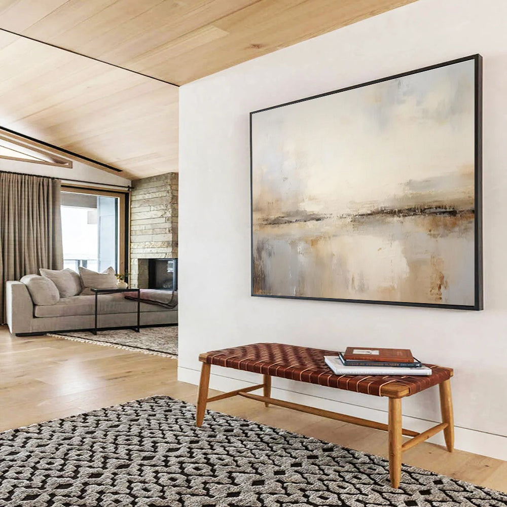 “Neutral Toned Abstract Landscape” - Abstract Landscape Painting, Suitable for Minimalist Bedroom & Yoga Studio DKS623