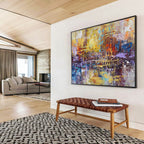 Colorful Abstract Cityscape Abstract Expressionist Painting On Canvas DKS154