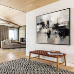 Monochrome Abstract Blocks - Modern Abstract Painting On Canvas DKS335