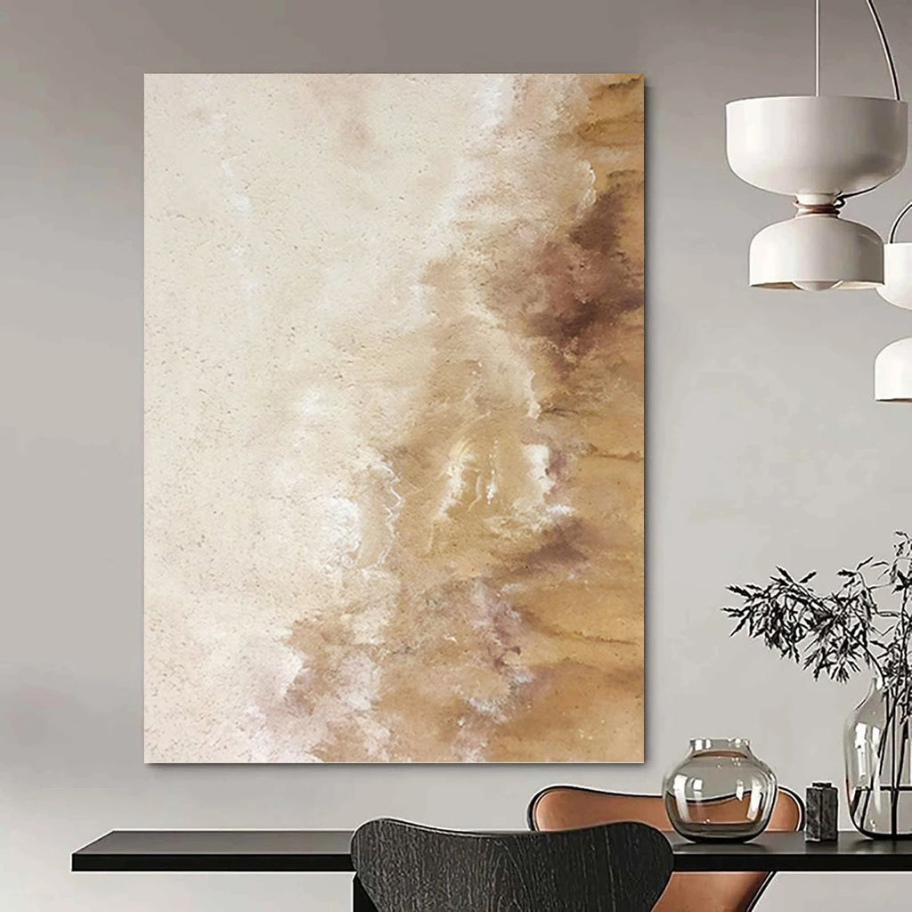 “Beige - Brown Textured Blend” - Textured Abstract Painting On Canvas PT1230